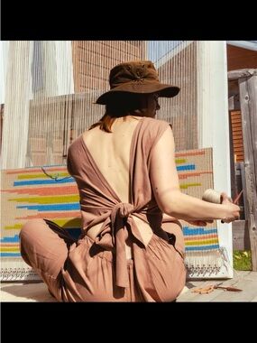 OZMA Sleeveless Jumpsuit in Mauve Brown